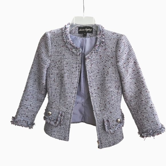 Sandra Angelozzi - lovely lilac tweed crop blazer - us size 0 - Picture 1 of 3